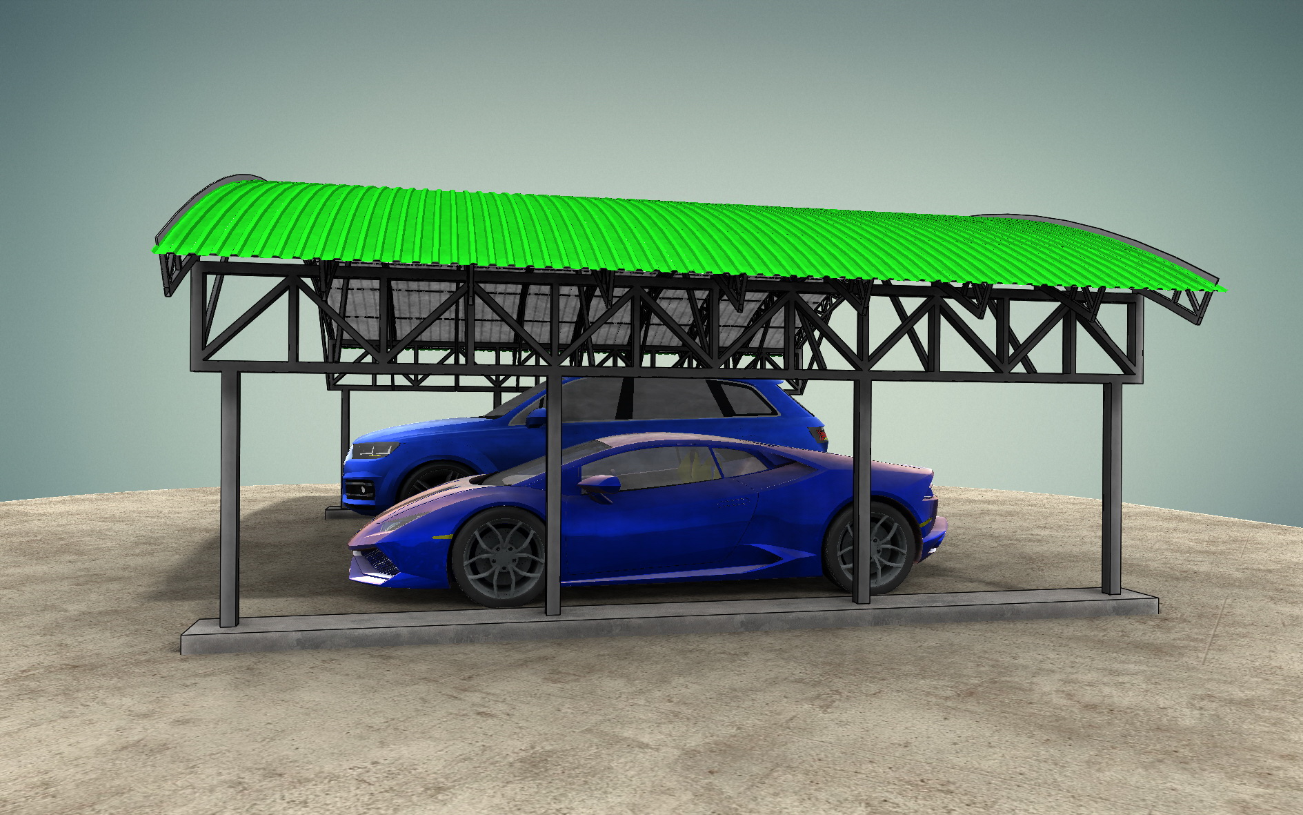 Carport mod停车棚3D数模图纸 STEP格式